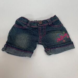 Build A Bear Workshop BABW Denim Jean Shorts Blue Embroidered Minnie